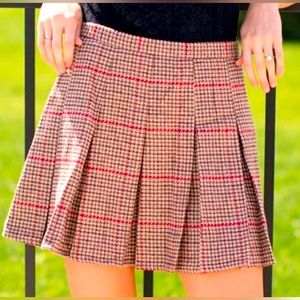 Lush Plaid Pleated Mini Skirt Medium